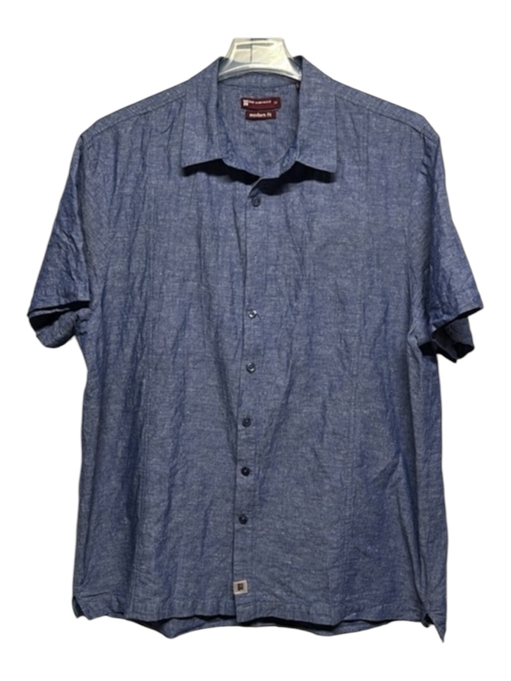 Men’s Linen Blend Short Sleeve Button Up Shirt 3X Blue
